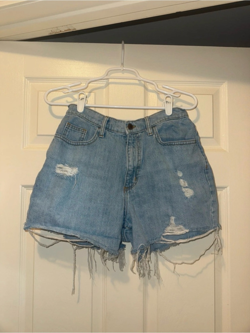 Universal Thread Light Blue Distressed High-Rise Denim Shorts